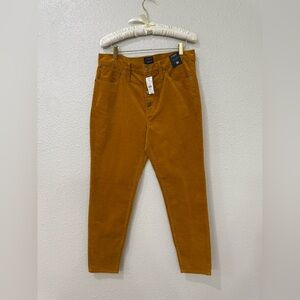 J.CREW 31 Yellow Corduroy 9" High Rise Skinny Stretch Womens Cords Pants NWT